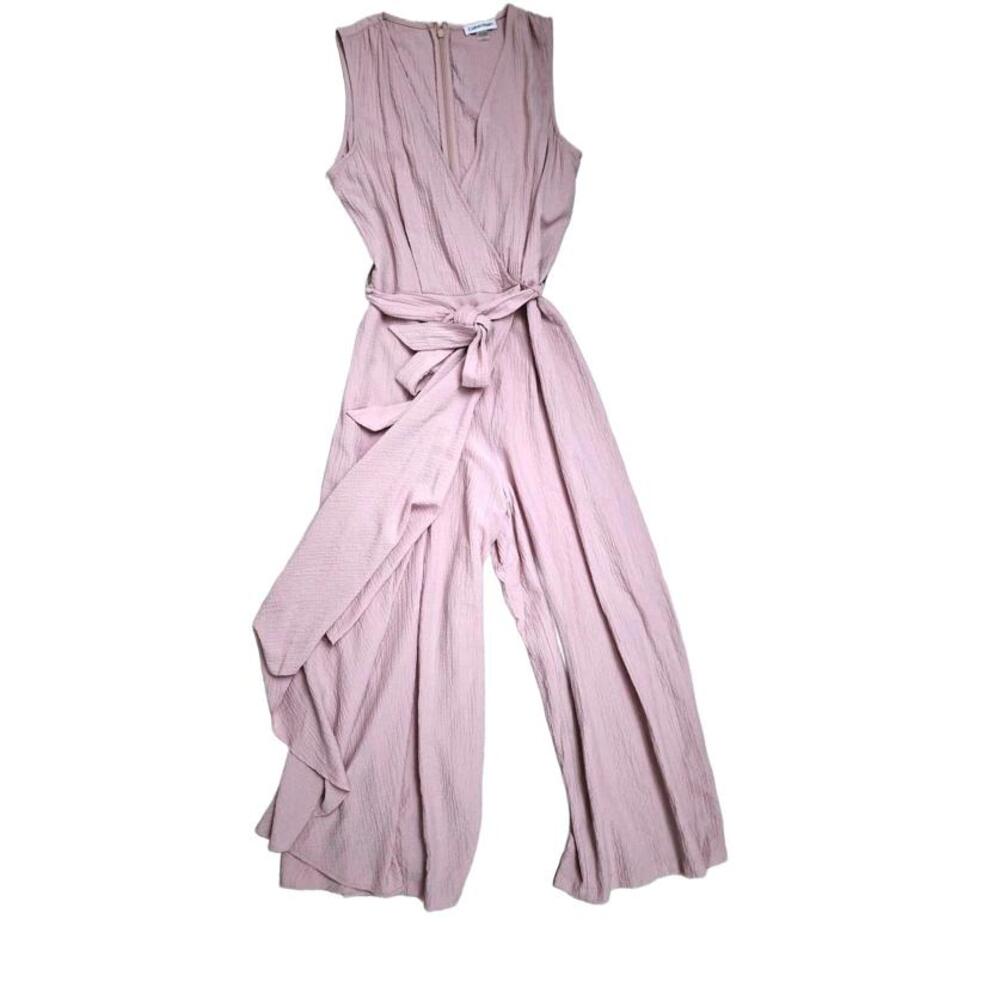 Sleeveless Mauve Wide-Leg Jumpsuit with Waist Tie - Picture 2 of 8